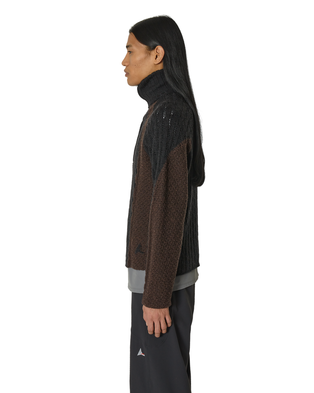 ROA Flower Stitch Turtleneck Zip Up J294350-S-Black front