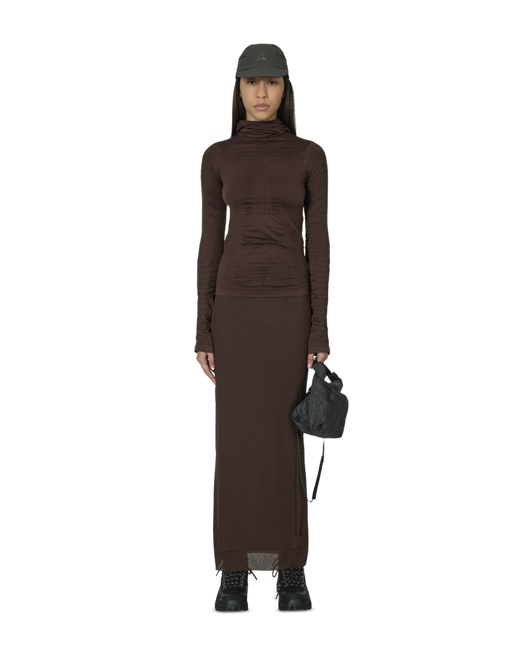 ROA Mesh Long Skirt J302779-XS-Brown front